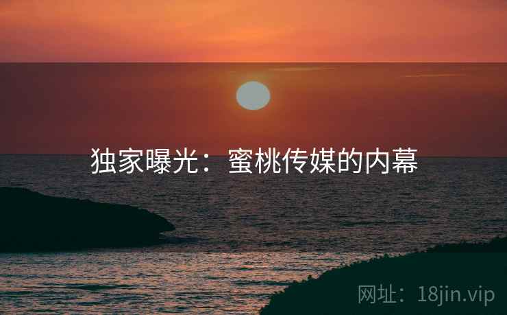 独家曝光:蜜桃传媒的内幕
